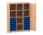 Flexeo Regalschrank PRO, 3 Reihen, 12 Boxen Gr. S, 8 Fächer, 2 Türen  (Zoom)
