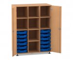 Flexeo Regalschrank PRO, 3 Reihen, 12 Boxen Gr. S, 8 Fächer, 2 Türen  (Zoom)