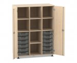 Flexeo Regalschrank PRO, 3 Reihen, 12 Boxen Gr. S, 8 Fächer, 2 Türen  (Zoom)