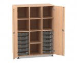 Flexeo Regalschrank PRO, 3 Reihen, 12 Boxen Gr. S, 8 Fächer, 2 Türen  (Zoom)