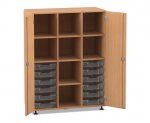 Flexeo Regalschrank PRO, 3 Reihen, 12 Boxen Gr. S, 8 Fächer, 2 Türen  (Zoom)