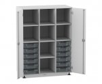 Flexeo Regalschrank PRO, 3 Reihen, 12 Boxen Gr. S, 8 Fächer, 2 Türen  (Zoom)