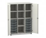 Flexeo Regalschrank PRO, 3 Reihen, 12 Boxen Gr. S, 8 Fächer, 2 Türen  (Zoom)