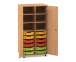 Flexeo Schrank PRO, 2 Reihen, 12 Boxen Gr. S, 4 Fächer oben, 2 Türen  (Zoom)
