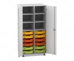 Flexeo Schrank PRO, 2 Reihen, 12 Boxen Gr. S, 4 Fächer oben, 2 Türen  (Zoom)