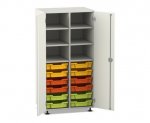Flexeo Schrank PRO, 2 Reihen, 12 Boxen Gr. S, 4 Fächer oben, 2 Türen  (Zoom)