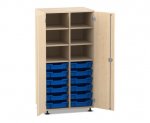 Flexeo Schrank PRO, 2 Reihen, 12 Boxen Gr. S, 4 Fächer oben, 2 Türen  (Zoom)