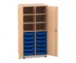 Flexeo Schrank PRO, 2 Reihen, 12 Boxen Gr. S, 4 Fächer oben, 2 Türen  (Zoom)