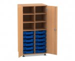 Flexeo Schrank PRO, 2 Reihen, 12 Boxen Gr. S, 4 Fächer oben, 2 Türen  (Zoom)