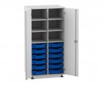 Flexeo Schrank PRO, 2 Reihen, 12 Boxen Gr. S, 4 Fächer oben, 2 Türen  (Zoom)