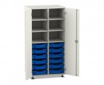 Flexeo Schrank PRO, 2 Reihen, 12 Boxen Gr. S, 4 Fächer oben, 2 Türen  (Zoom)