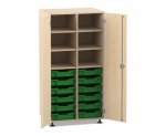 Flexeo Schrank PRO, 2 Reihen, 12 Boxen Gr. S, 4 Fächer oben, 2 Türen  (Zoom)