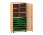 Flexeo Schrank PRO, 2 Reihen, 12 Boxen Gr. S, 4 Fächer oben, 2 Türen  (Zoom)