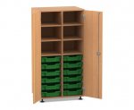 Flexeo Schrank PRO, 2 Reihen, 12 Boxen Gr. S, 4 Fächer oben, 2 Türen  (Zoom)