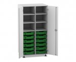 Flexeo Schrank PRO, 2 Reihen, 12 Boxen Gr. S, 4 Fächer oben, 2 Türen  (Zoom)