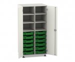 Flexeo Schrank PRO, 2 Reihen, 12 Boxen Gr. S, 4 Fächer oben, 2 Türen  (Zoom)