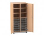 Flexeo Schrank PRO, 2 Reihen, 12 Boxen Gr. S, 4 Fächer oben, 2 Türen  (Zoom)