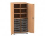 Flexeo Schrank PRO, 2 Reihen, 12 Boxen Gr. S, 4 Fächer oben, 2 Türen  (Zoom)