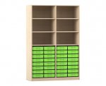 Flexeo Regal, 4 Reihen, 32 kleine Boxen, 6 Fächer oben 3246 (Zoom)