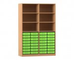 Flexeo Regal, 4 Reihen, 32 kleine Boxen, 6 Fächer oben 3246 (Zoom)