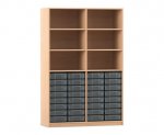 Flexeo Regal, 4 Reihen, 32 kleine Boxen, 6 Fächer oben 3246 (Zoom)