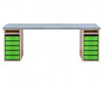 Flexeo Materialtisch mit 2 Regalen B x T: 200 x 64 cm