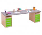 Flexeo Materialtisch mit 2 Regalen B x T: 200 x 64 cm  (Zoom)