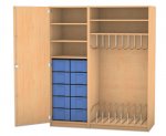 Flexeo Liegepolsterschrank fr 9 Liegepolster, 10 Boxen, 5 Fcher, 1 Tr