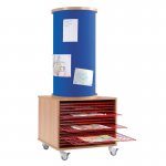 Conen Mobile Litfasssule mit Stoffberzug, 15 Trockengitter und Regal