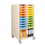 Conen Mobiler Materialturm mit 2 Fchern und 20 flachen ErgoTray Boxen je Seite