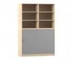 Flexeo Rollladenschrank, 12 Fächer, Mittelwand, Tür unten, Breite 126,4 cm  (Zoom)