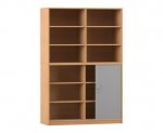 Flexeo Rollladenschrank, 12 Fächer, Mittelwand, Tür unten, Breite 126,4 cm  (Zoom)