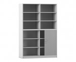 Flexeo Rollladenschrank, 12 Fächer, Mittelwand, Tür unten, Breite 126,4 cm  (Zoom)