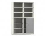 Flexeo Rollladenschrank, 12 Fächer, Mittelwand, Tür unten, Breite 126,4 cm  (Zoom)