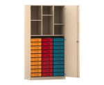 Flexeo Schrank, 30 kleine Boxen, 6 Fcher, 2 Tren
