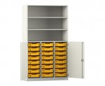 Flexeo Schrank PRO, 3 Reihen, 24 Boxen Gr. S, 3 Fächer, 2 Halbtüren  (Zoom)