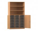 Flexeo Schrank PRO, 3 Reihen, 24 Boxen Gr. S, 3 Fächer, 2 Halbtüren  (Zoom)
