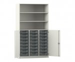 Flexeo Schrank PRO, 3 Reihen, 24 Boxen Gr. S, 3 Fächer, 2 Halbtüren  (Zoom)