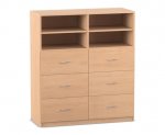 Flexeo Schrank, 6 große Schubladen, 4 Fächer, Mittelwand, Breite 126,4 cm  (Zoom)