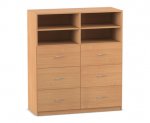 Flexeo Schrank, 6 große Schubladen, 4 Fächer, Mittelwand, Breite 126,4 cm  (Zoom)