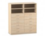 Flexeo Schrank, 12 kleine Schubladen, 4 Fcher, Mittelwand, Breite 126,4 cm