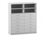 Flexeo Schrank, 12 kleine Schubladen, 4 Fächer, Mittelwand, Breite 126,4 cm  (Zoom)