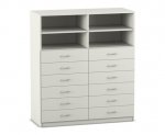 Flexeo Schrank, 12 kleine Schubladen, 4 Fächer, Mittelwand, Breite 126,4 cm  (Zoom)