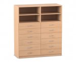 Flexeo Schrank, 12 kleine Schubladen, 4 Fächer, Mittelwand, Breite 126,4 cm  (Zoom)