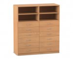 Flexeo Schrank, 12 kleine Schubladen, 4 Fächer, Mittelwand, Breite 126,4 cm  (Zoom)