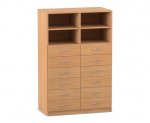 Flexeo Schrank, 12 kleine Schubladen, 4 Fächer, Mittelwand, Breite 94,4 cm  (Zoom)