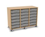 Flexeo Regal, 3 Reihen, 18 kleine Boxen, Mittelwand 4096 (Zoom)