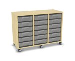 Flexeo Regal, 3 Reihen, 18 kleine Boxen, Mittelwand 4096 (Zoom)