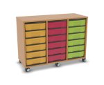Flexeo Regal, 3 Reihen, 18 kleine Boxen, Mittelwand 4091 (Zoom)