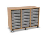 Flexeo Regal, 3 Reihen, 18 kleine Boxen, Mittelwand 4096 (Zoom)